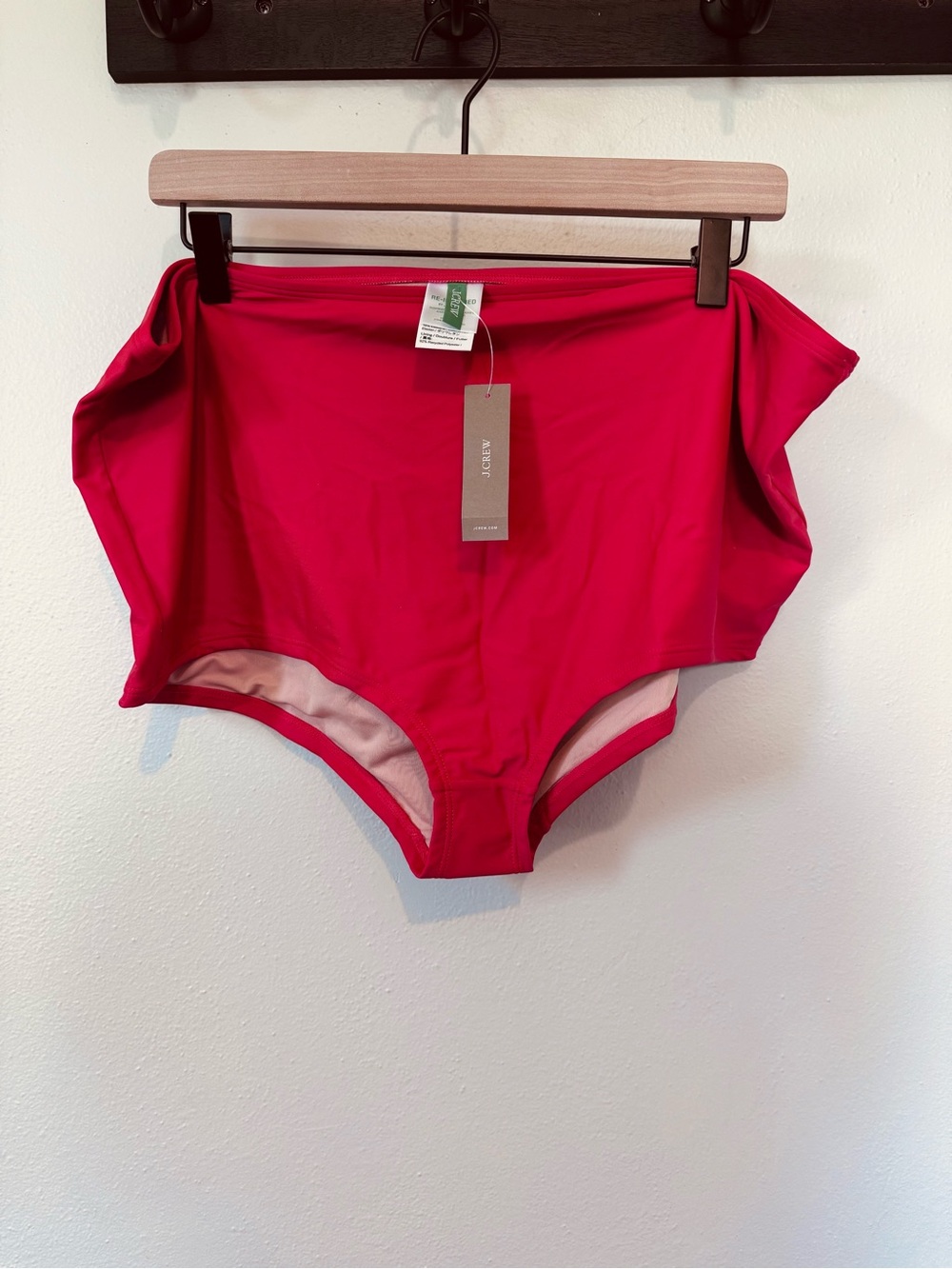 NEW J. Crew High-Waist boy short Bikini Bottoms in Bright Red size 2X